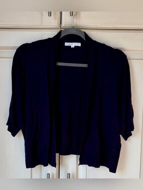 🍋 cleo Navy Open-Front Short Sleeve Knit Cardigan. XL.